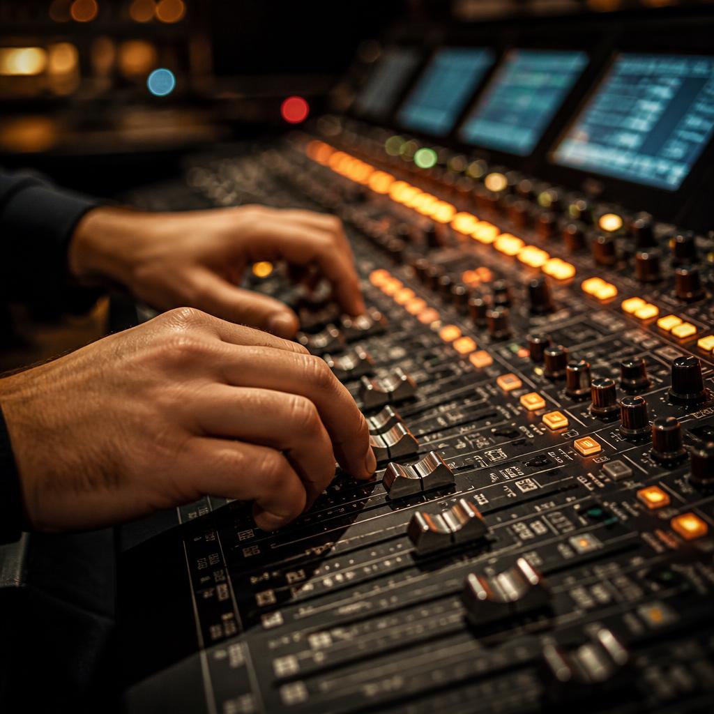 Engineer tuning a digital console